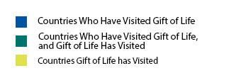 Gift of Life Institute map of countries served organ donation